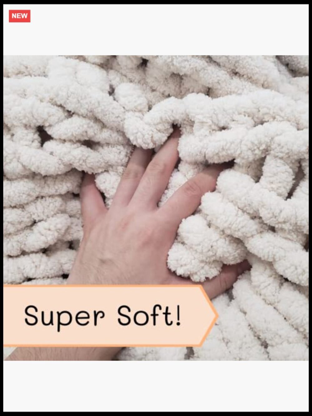Hand Knit Chunky Throw Blanket Chenille Yarn Super Soft - Picture 3 of 6